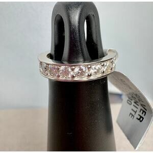 NWT 3CTW Moissanite Eternity Band Ring Size 4.75 Silver